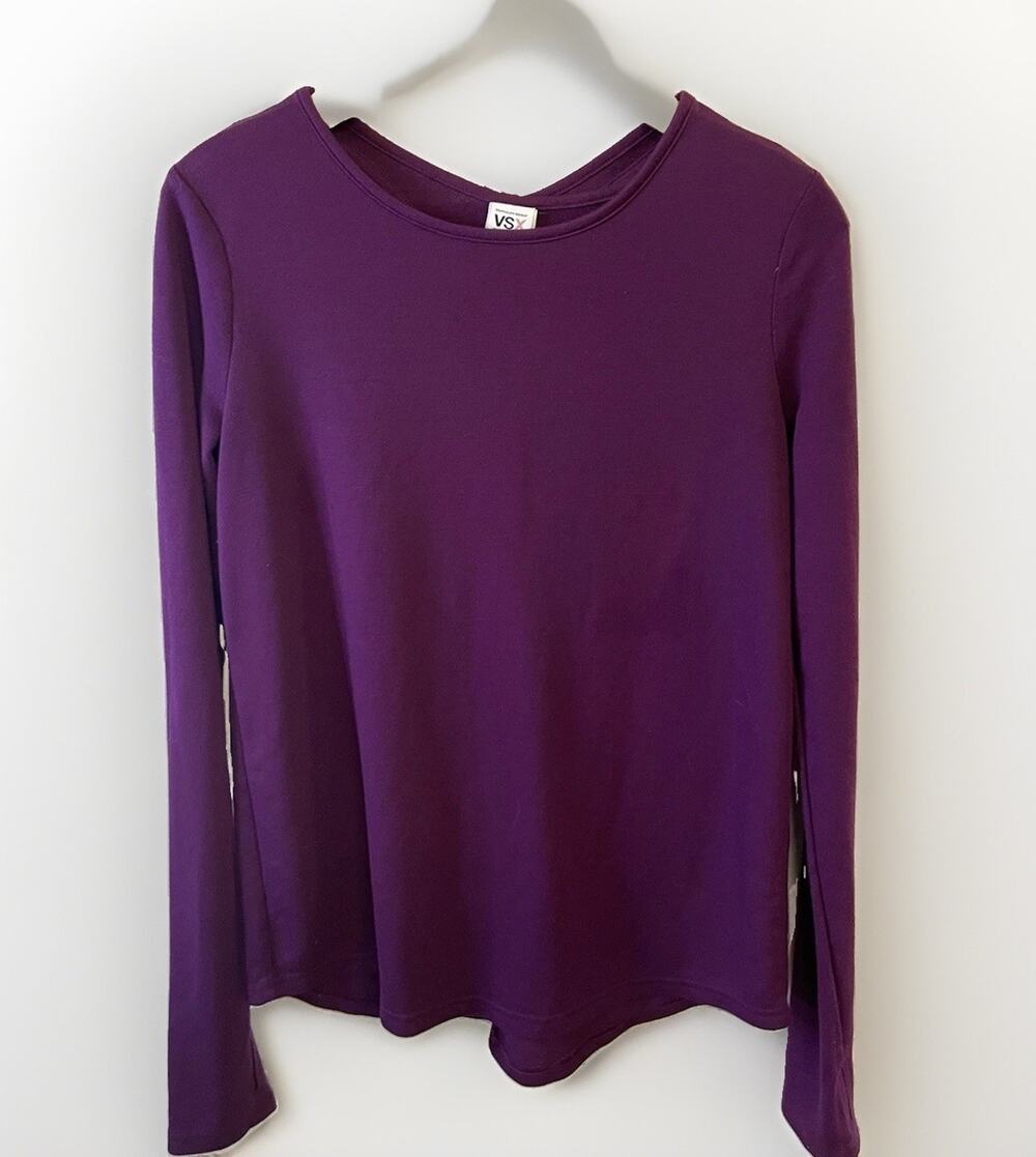 Victoria’s Secret VSX Sport Long Sleeve Workout Top Purple Keyhole Cutout Back S